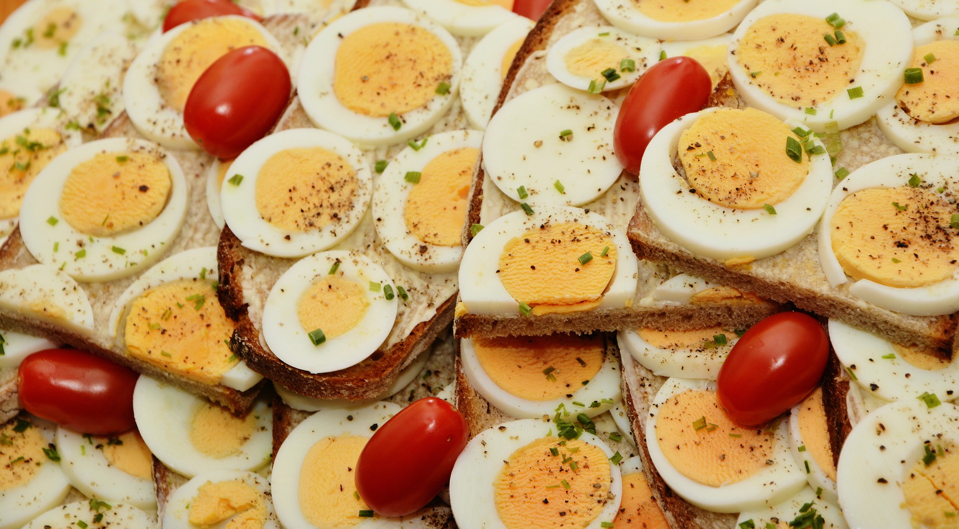 eier-auf-brotscheiben geschnittene Eier auf Broten